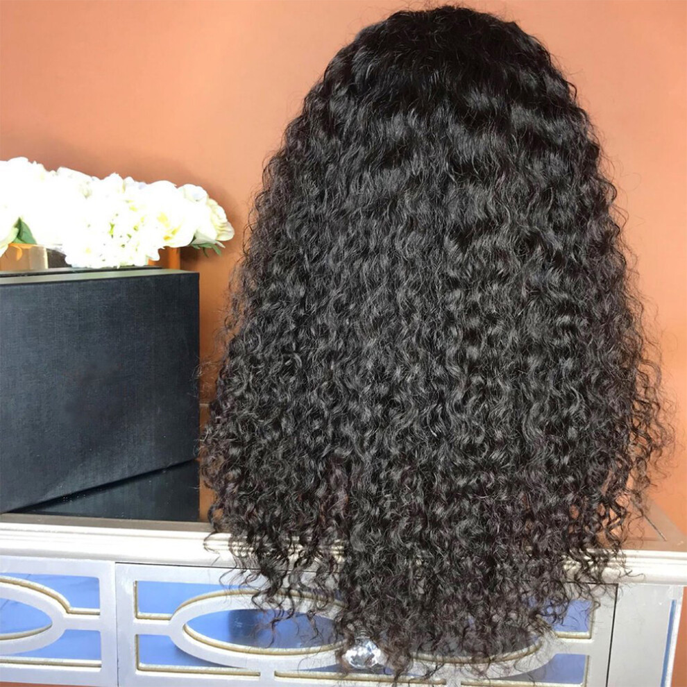 Unisex Black Women's Long Curly Wavy Lace Synthetic Wig For Party & Cosplay