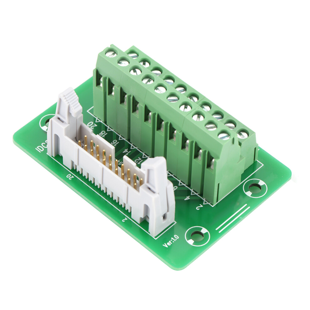 Idc20p 20Pin Male Header Breakout Board With Bracket, 95G, Green 7611392690620