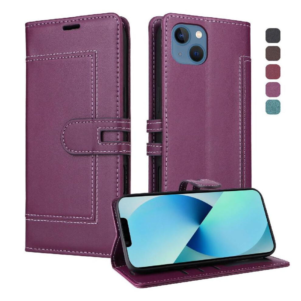 () Flip Case For Iphone 11 Magnetic Buckle Closure Kickstand Card Slots Premium Pu Leather Rfid Blocking 764563247141