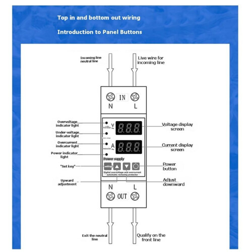 Rail Adjustable over Voltage Under Voltage Protection Device Overcurrent Protector 63A Digital Display Voltage Protector 1