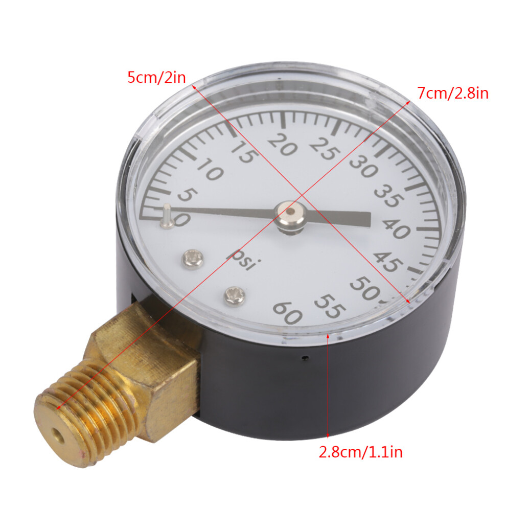 0-60Psi Water Oil Air Pressure Gauge Manometer Npt 1/4 3461392693725