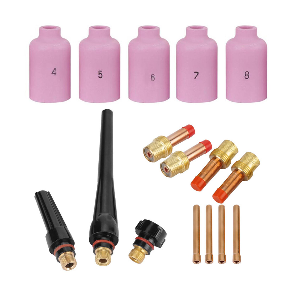 Tig Welding Torch Nozzle Gas Lens 17Pcs Wp-17/18/26 Spare Parts Kit 7681392694515