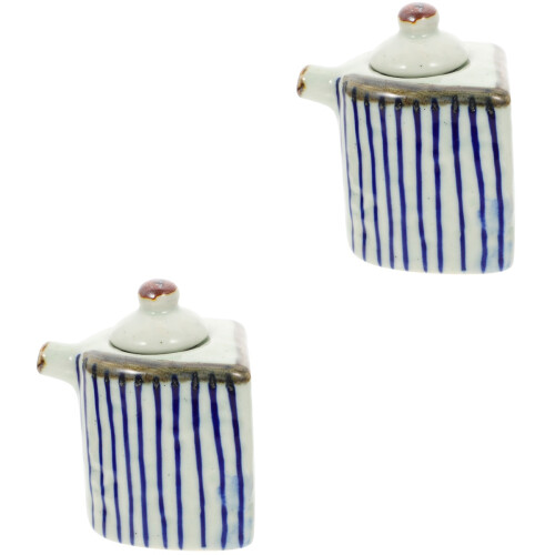 2Pcs Stylish Ceramic Vinegar Holder Soy Sauce Dispenser Multi Color 1