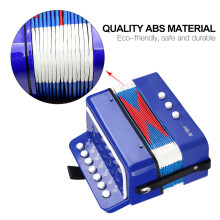 Children 7-Key 2 Bass Mini Accordion Educational Musical Toy Blue