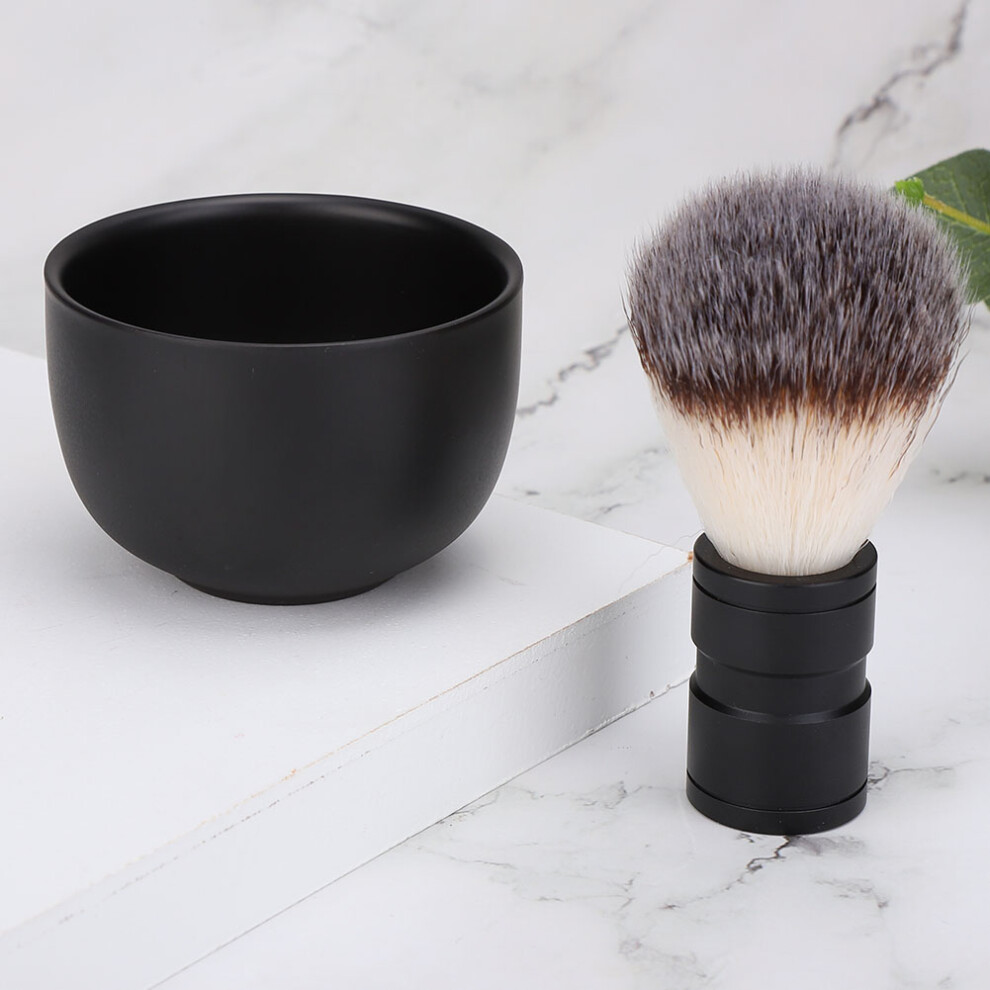 Men Stainless Steel Shaving Soap Bowl & Soft Hair Brush Kit
