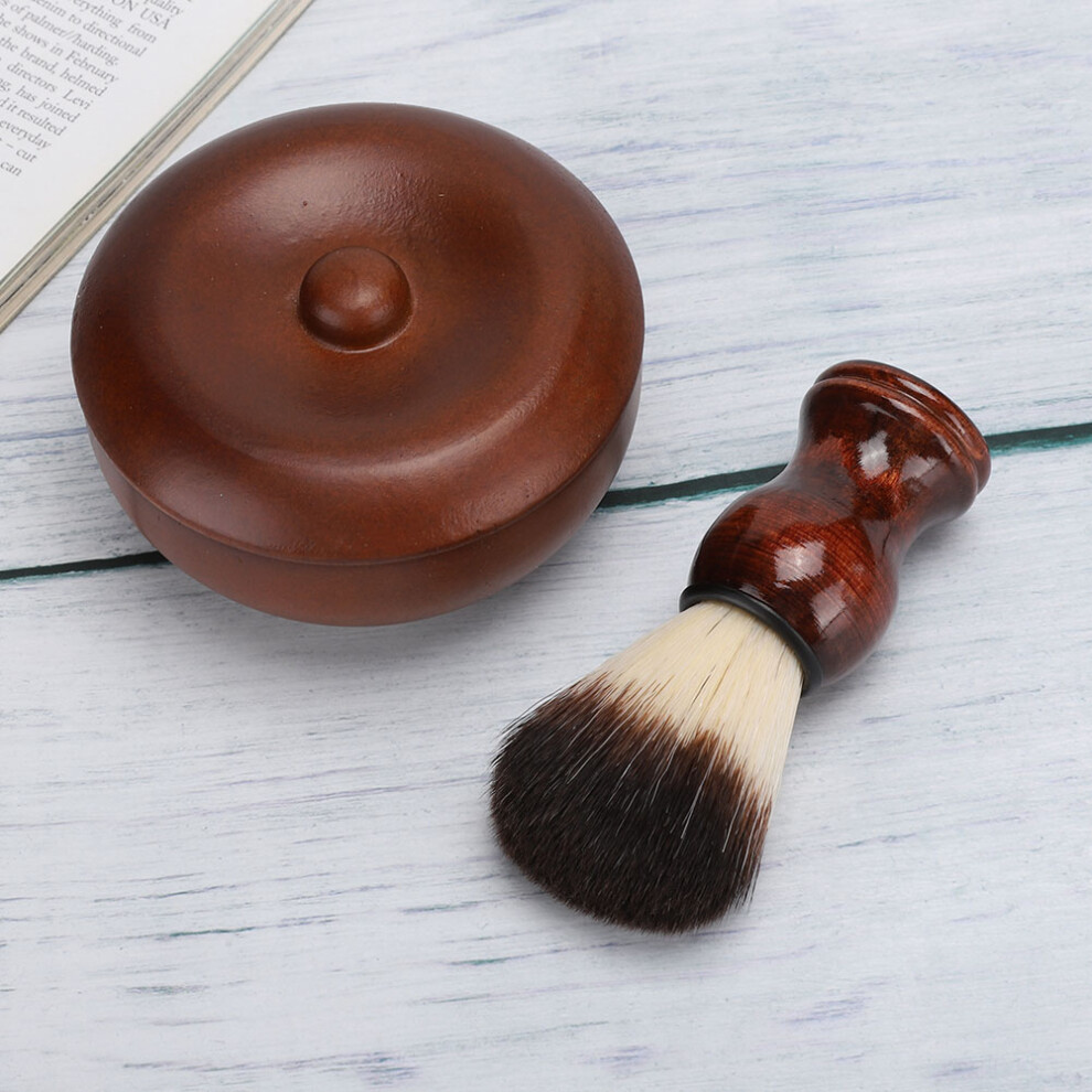 Unisex Cream Men Beard Shaving Soap Bowl & Brush Kit - Wood, 9.5Cm Diameter