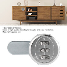 Mechanical 3-Digit Password Lock Chrome 20mm for Cabinets, Mailboxes