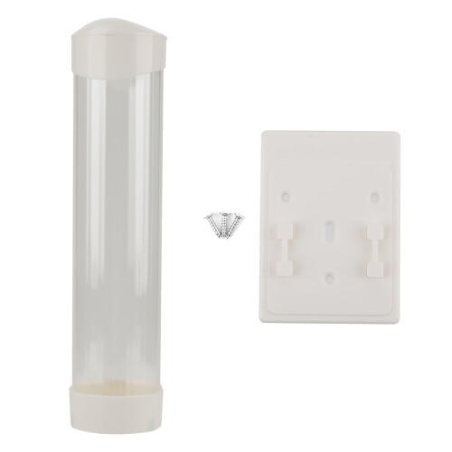 60-80 Cups Plastic Paper Dispenser - White, 9x38cm, Easy Install 1
