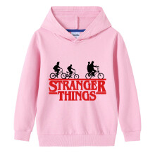 (Pink,Child 130cm)Felpa con cappuccio casual Stranger Things bambino manica lunga top pullover