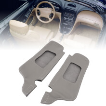 Grey Leather Sun Visor Covers 2Pcs