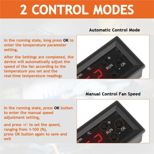 4-Wire PWM Fan Temperature Controller 12V 3A Fan Speed Controller with Temperature Probe Digital Display Module 1