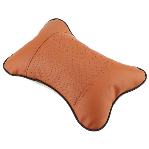 Soft Auto Car Headrest Pillow, Breathable Support Cushion, Brown 1