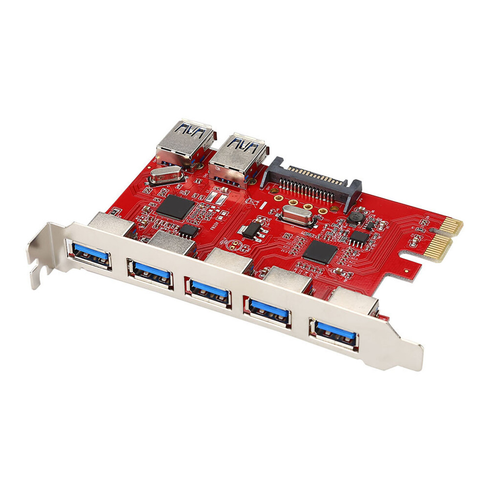 Pci-E To 7 Usb 3.0 + 1Gbps Rj45 Expansion Card For Pc 4061392700202