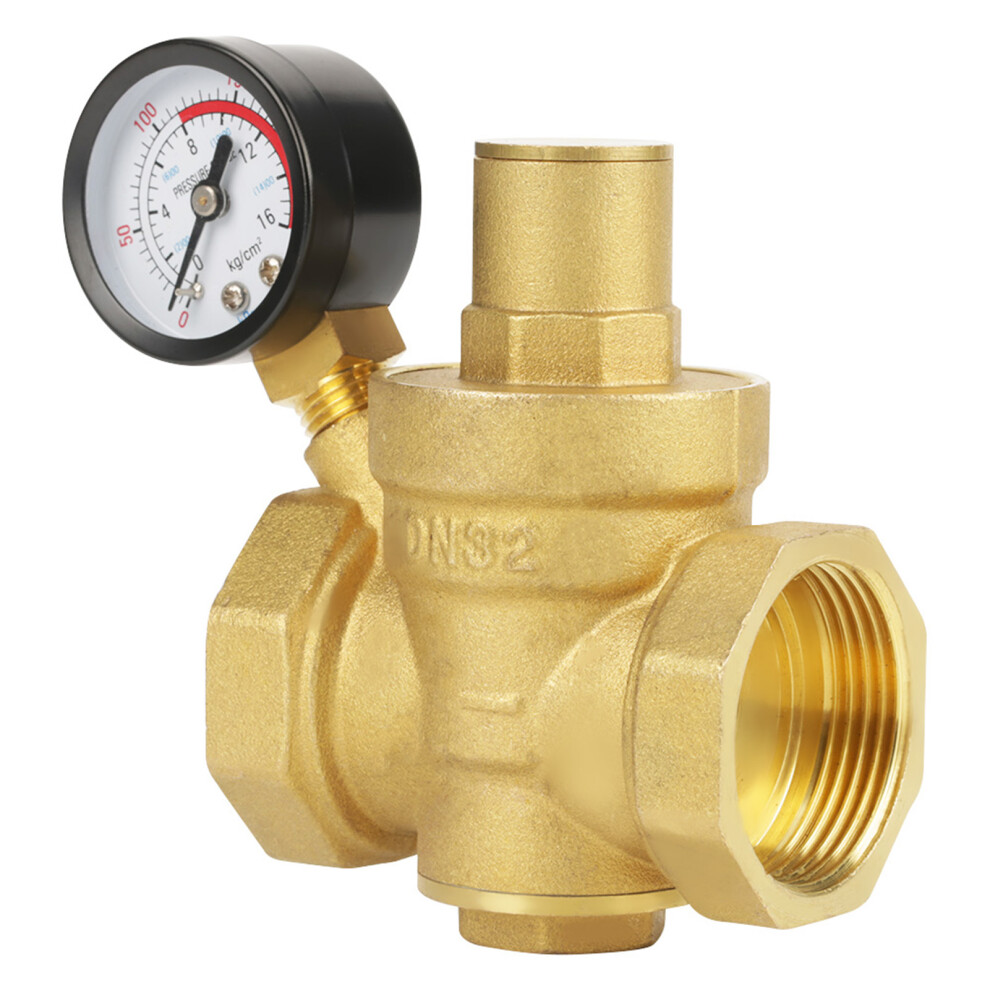 Bsp Dn32 Brass Water Pressure Regulator With Flow Gauge For Plumbing Systems 5041392700548