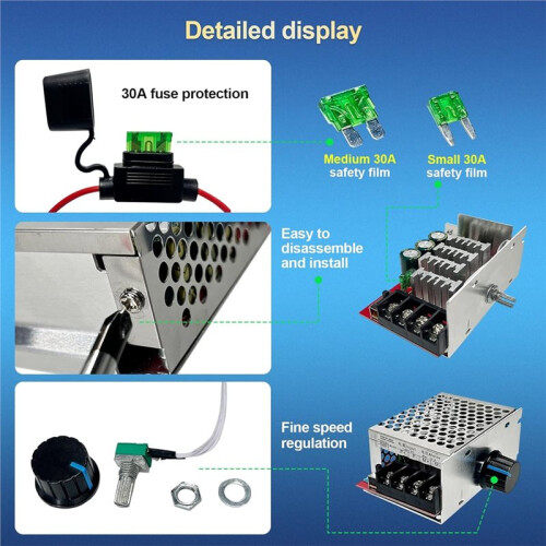 Motor Speed Control Pulse Width Controller,Non-Voltage Regulated  7-70V Input,Built-in 30A Overcurrent Protection 2