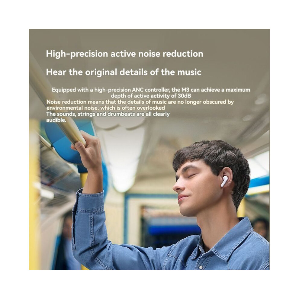 M3 Language Simultaneous Translator Headset Business Interpretation Earphone Travel Voice Translation Earbuds White 6032999203326