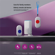 Wireless Doorbell with Flash Vibration Waterproof Emergency Pager for Elderly Nurse Alert System Security Aid,A