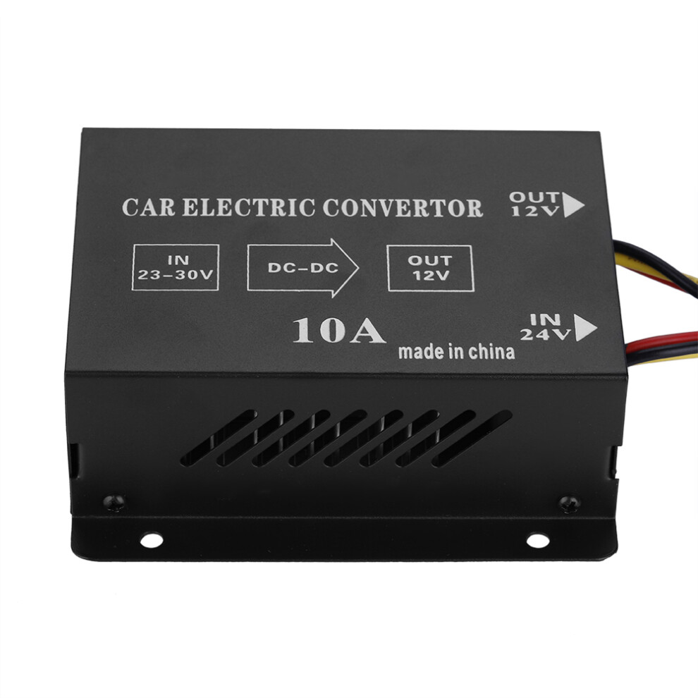 Car Truck 10A 120W Dc 24V To 12V Power Converter, Durable Black 4171392706583