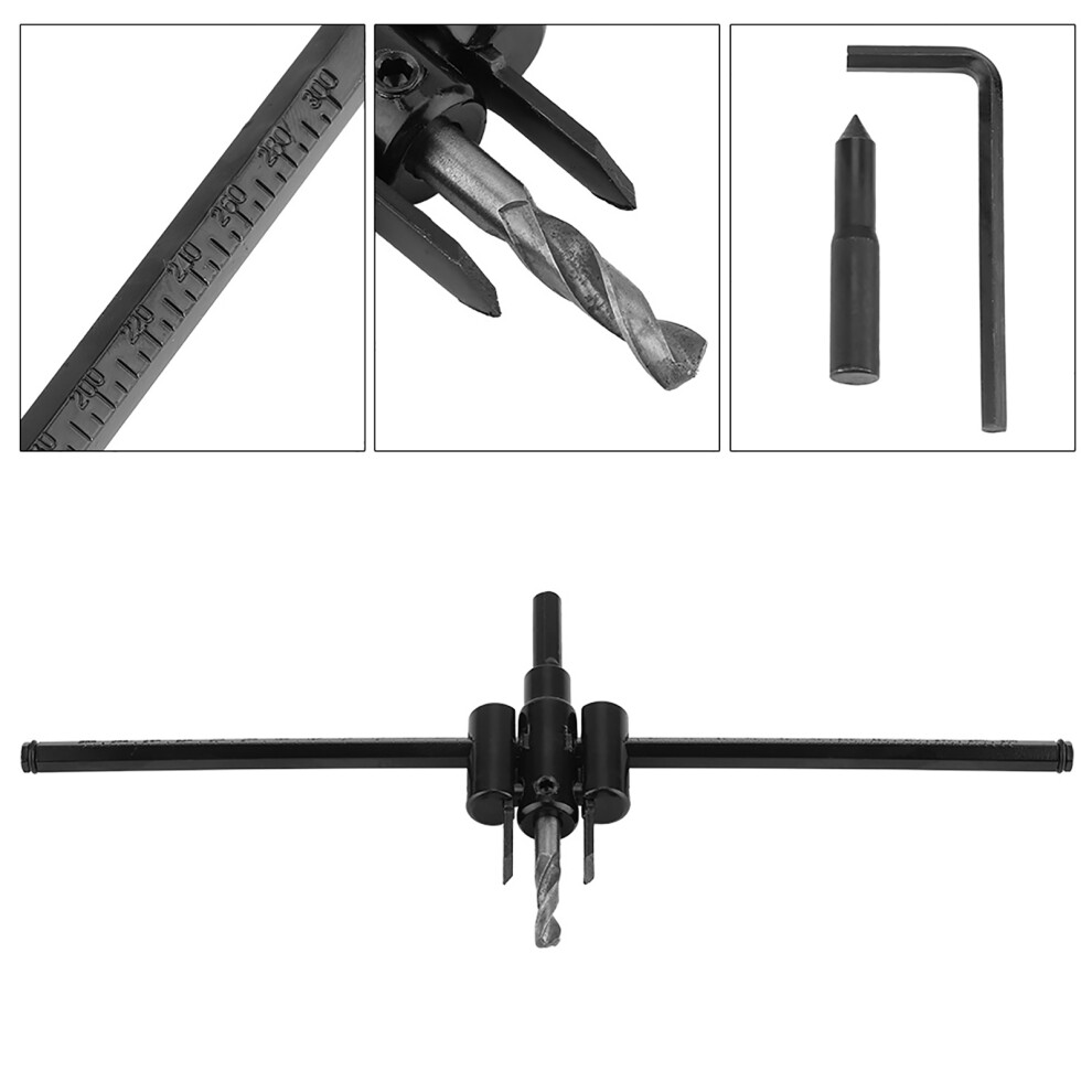 Diy Woodworking Hole Saw Set 30-300Mm Adjustable Black Circle Drill Bits 9391392709369