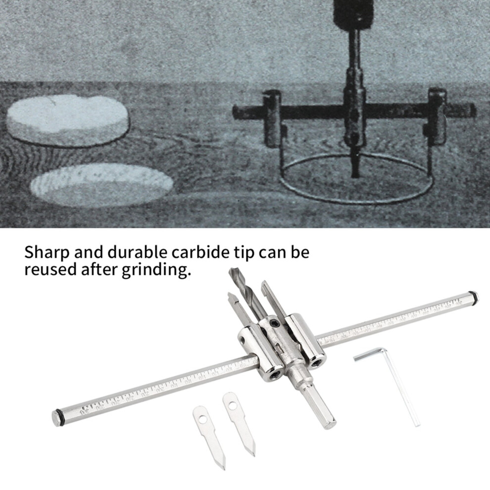 30-300Mm Adjustable Silver Cylinder Hole Saw Drill Bit Set For Diy Woodworking 8001392709405