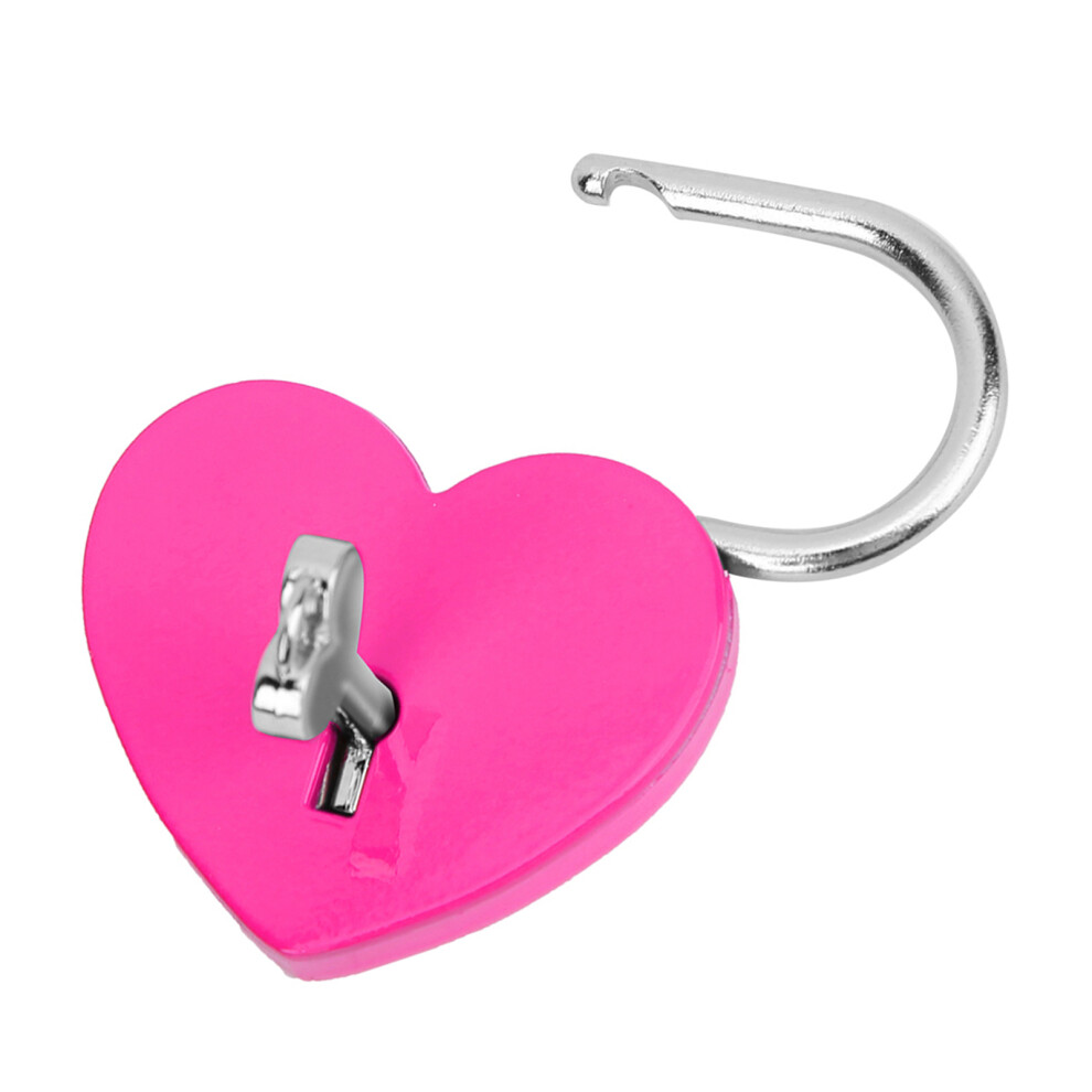 Durable Metal Heart Padlock With Key Colourful Craft Lock 45X59mm Rose Red 4641392710557