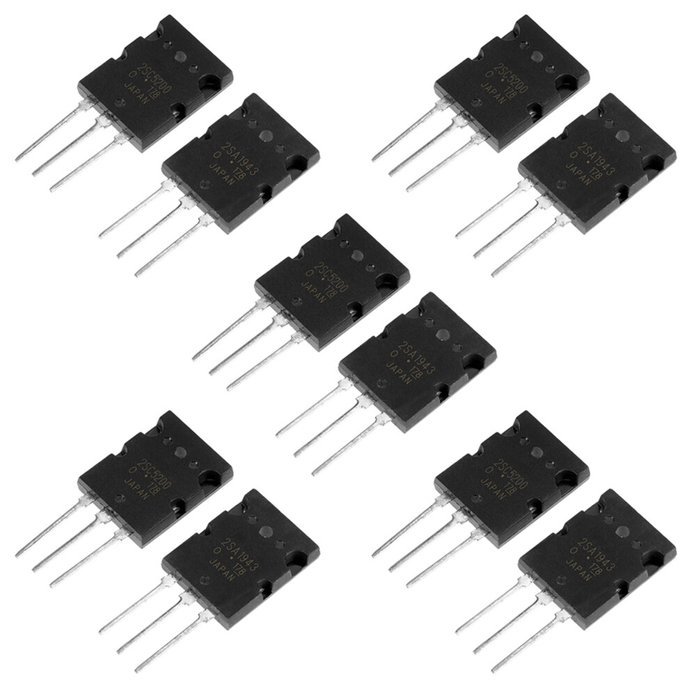 High Power Matched Audio Transistor 2Sa1943 2Sc5200 5 Pair Set 9431392713222