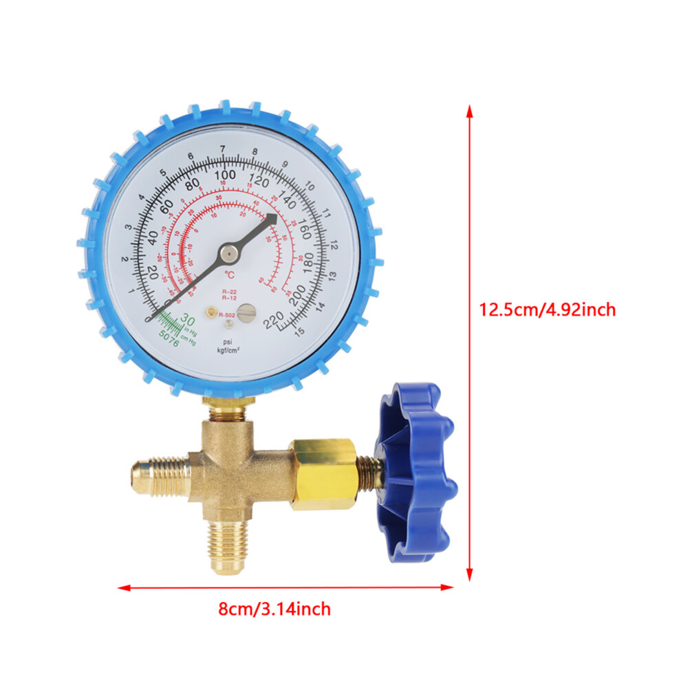 Refrigerant Pressure Gauge R410a R22 R134a R404a, 220Psi, Blue 4381392891404