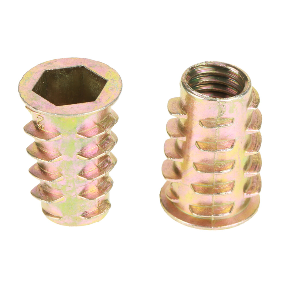 Rustproof M10x25mm Zinc Alloy Wood Insert Nuts With Flanged Hex Head 9491392891856