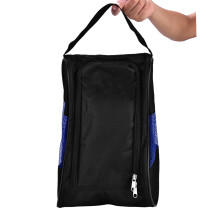 Portable Nylon Golf Shoes Bag Case - Breathable, Size 32.5x22x12cm, Blue/Black