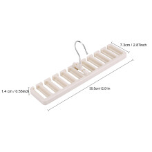 10 Slot Tie Belt Scarf Organizer Rack Beige Plastic Space Saver 30.5x7.3x14cm