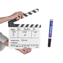 Professional Acrylic Clapper Board with Marker & Eraser, 30x24.5cm
