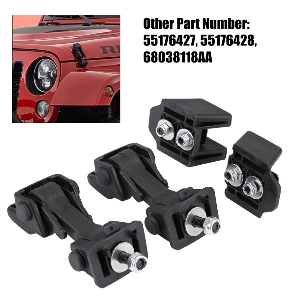 Jeep Wrangler Tj 97-06 Hood Latch Catches & Brackets Set Black 4941392892865