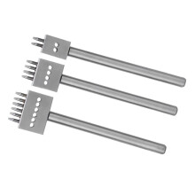3Pcs Leather Hole Punch Set, Silver Tool Steel, 2/4/6 Prongs