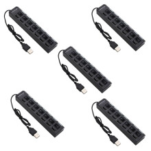 Usb Hub Extender 7 Port Hub Black and White with Light Hub 7 Port Docking Station 5 Pieces