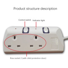 2 Way Extension Lead with Switches Portable White Power Accessory in Home Office 2M/6.6FT 13A Extension Cable(UK Plug)