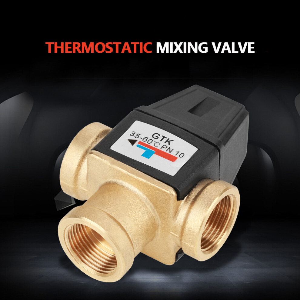 3 Way Dn20 Brass Thermostatic Mixing Valve For Solar Water Heater, 35-60C 4921392727442