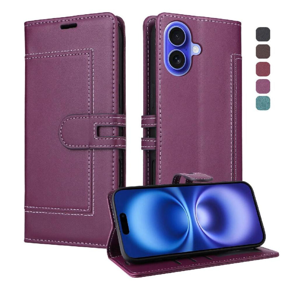 () Flip Case For Iphone 17 Card Slots Premium Pu Leather Rfid Blocking Magnetic Buckle Closure Kickstand 764563248209