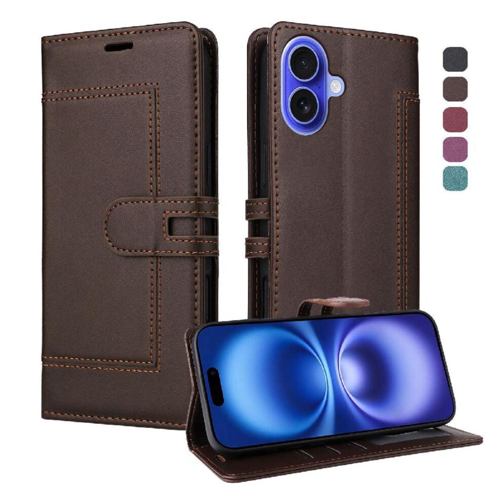 () Flip Case For Iphone 17 Card Slots Premium Pu Leather Rfid Blocking Magnetic Buckle Closure Kickstand 764563248223
