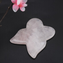Natural Pink Rose Quartz Crystal Massage Scraping Plate, 7.8x6cm