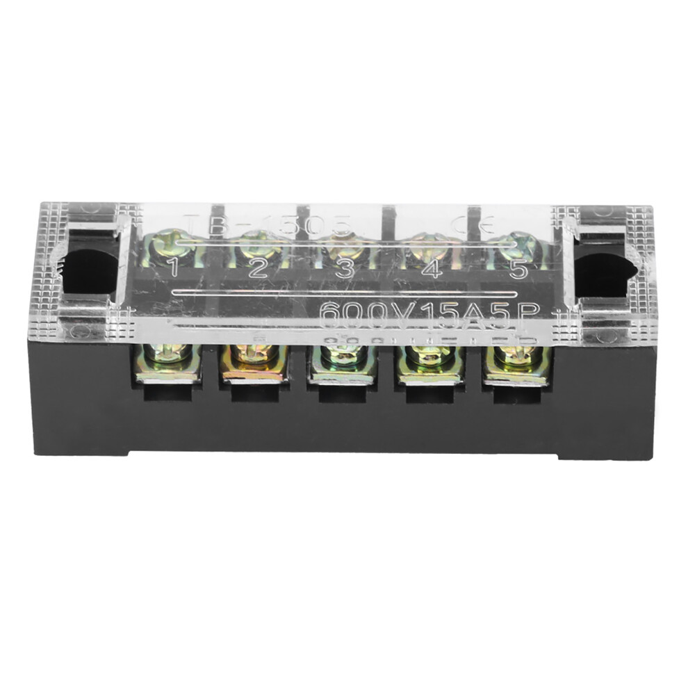 Dual Row 5 Pole Screw Terminal Block 600V 15A 5Pc 7293282741812
