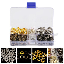 140 Sets Brass Eyelet Grommet Kit, 8mm, 4 Colors, Storage Box