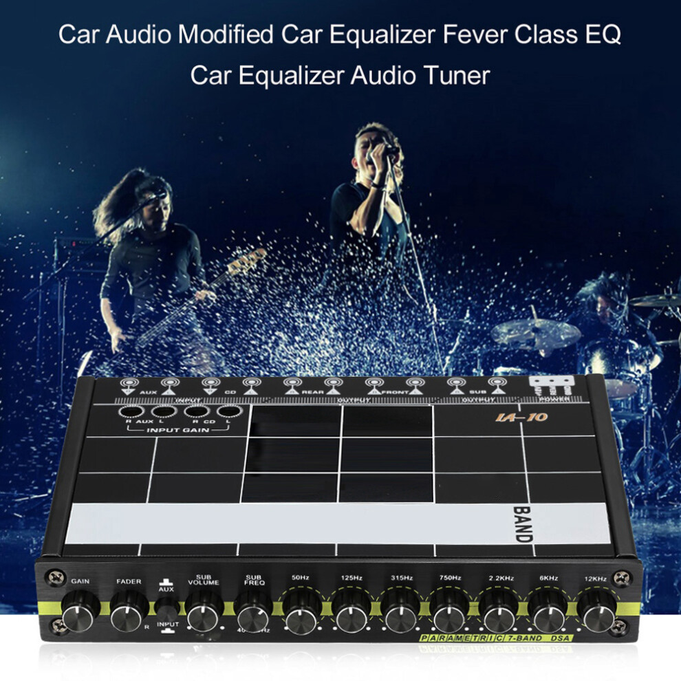 Car Audio Graphic Equalizer Eq 7S 7-Band Stereo Tuner With Aux & Knob 4391392905230