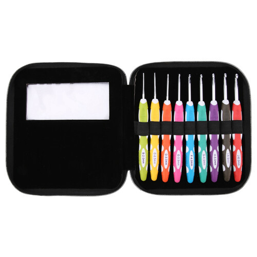 Premium 9PCS Crochet Hooks Set Aluminium & Plastic Handle for Smooth Knitting 1