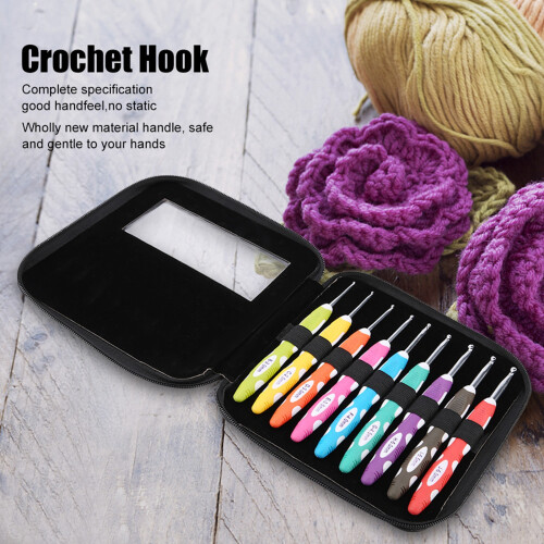 Premium 9PCS Crochet Hooks Set Aluminium & Plastic Handle for Smooth Knitting 2