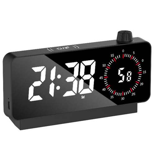 Digital Alarm Clock with -Meter Electronic Bedside Desk Clock with Temperature & Date Display Black