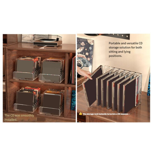 Acrylic CD/DVD Storage Rack Transparent Organizer Stand Display Holder for CD/DVD, Holds Multiple Discs 1