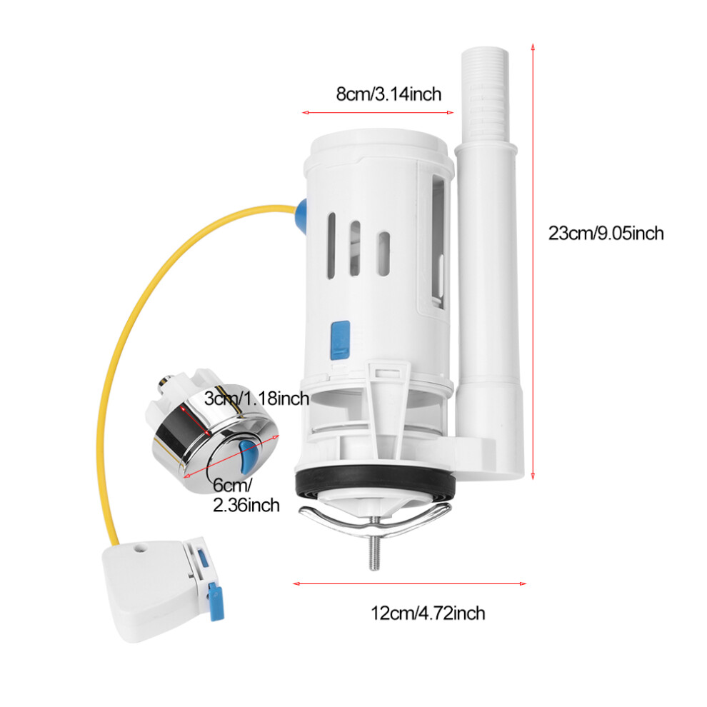 Abs Dual-Drain Toilet Flush Valve, White-Blue, 23Cm 9391392743431