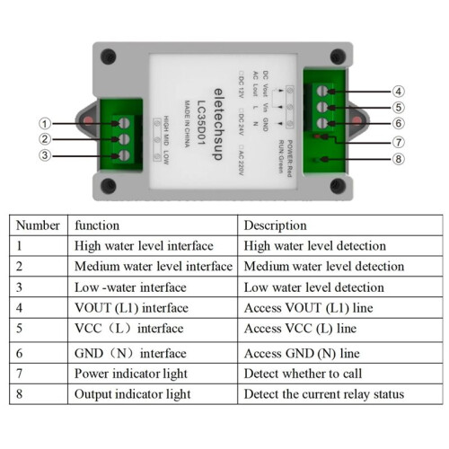 ELETECHSUP LC35D01 Automatic Water Level Controller Automatically Start and Stop the Water Pump Liquid Level Controller DC12V 1