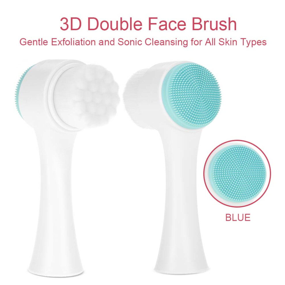 Blue 3D Double Face Face Cleansing Brush Exfoliating Massage Tool