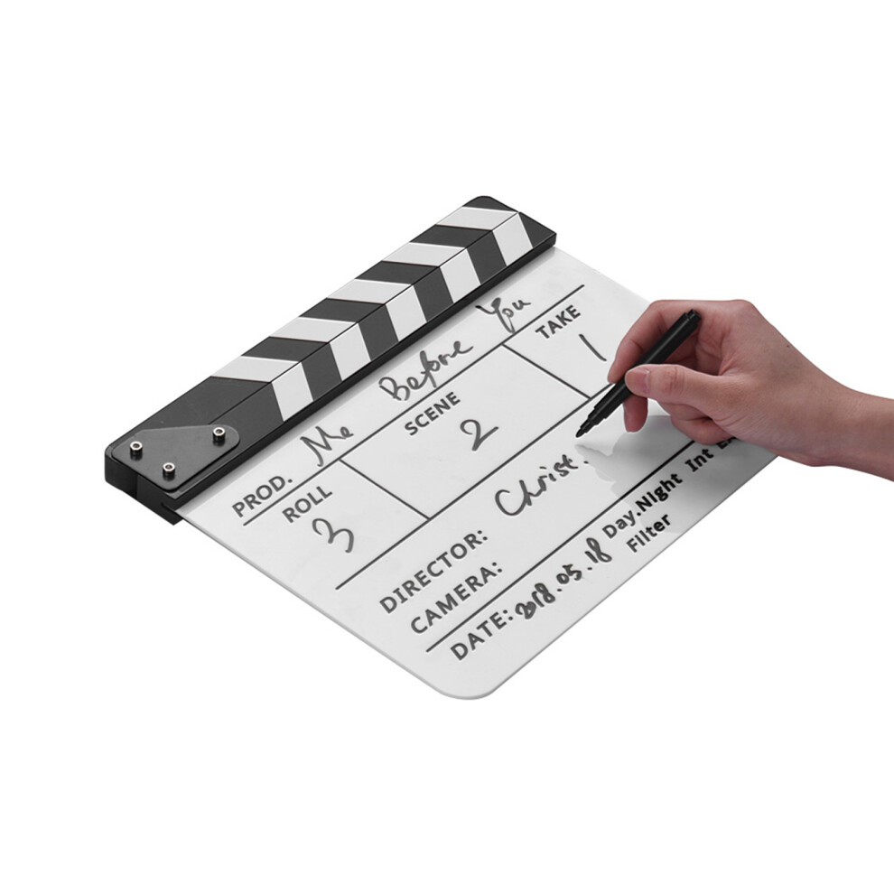 Professional Acrylic Movie Clapper Board Includes Marker Pen White 9381392909647